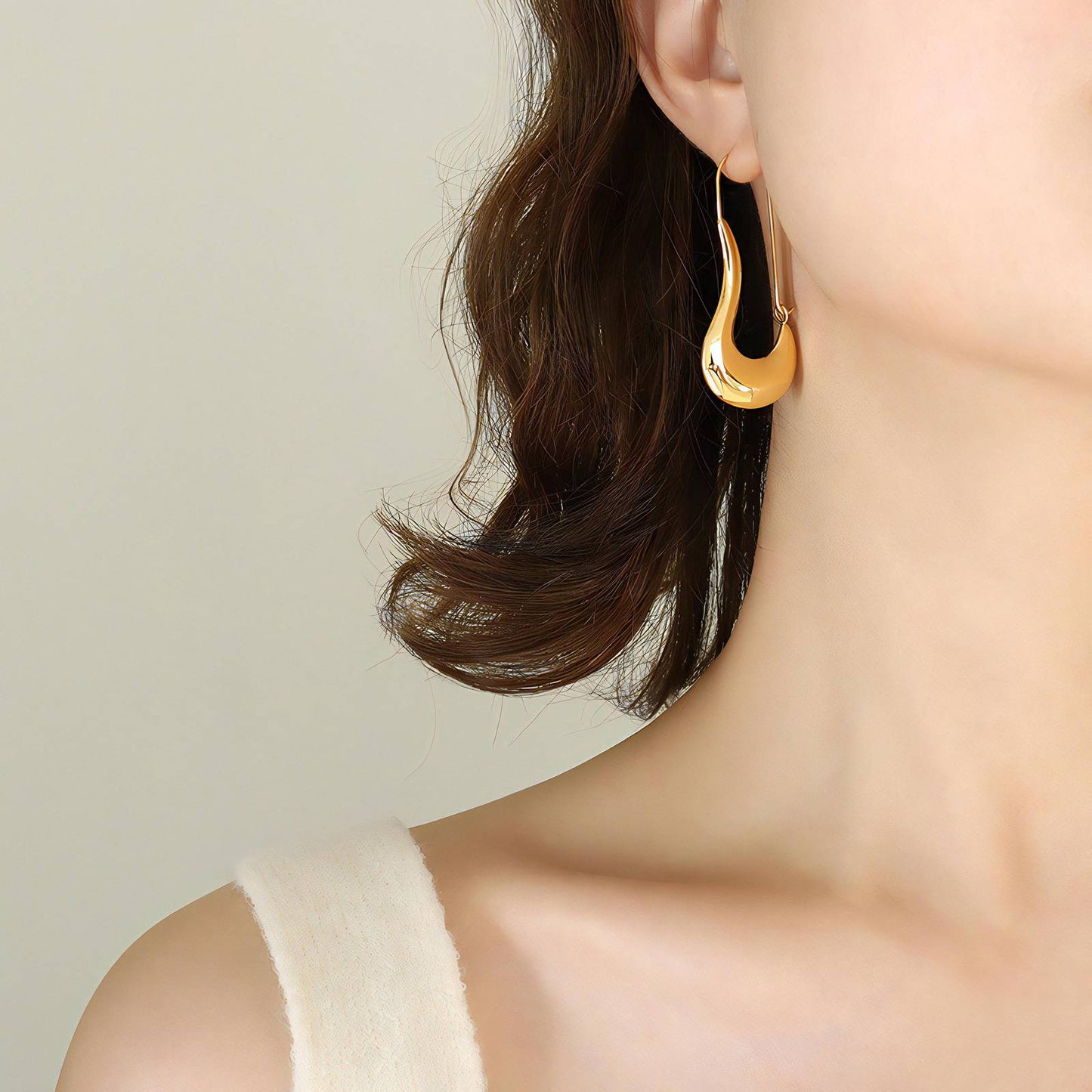 18K Gold-Plated Stainless Steel Irregular Hoop Earrings