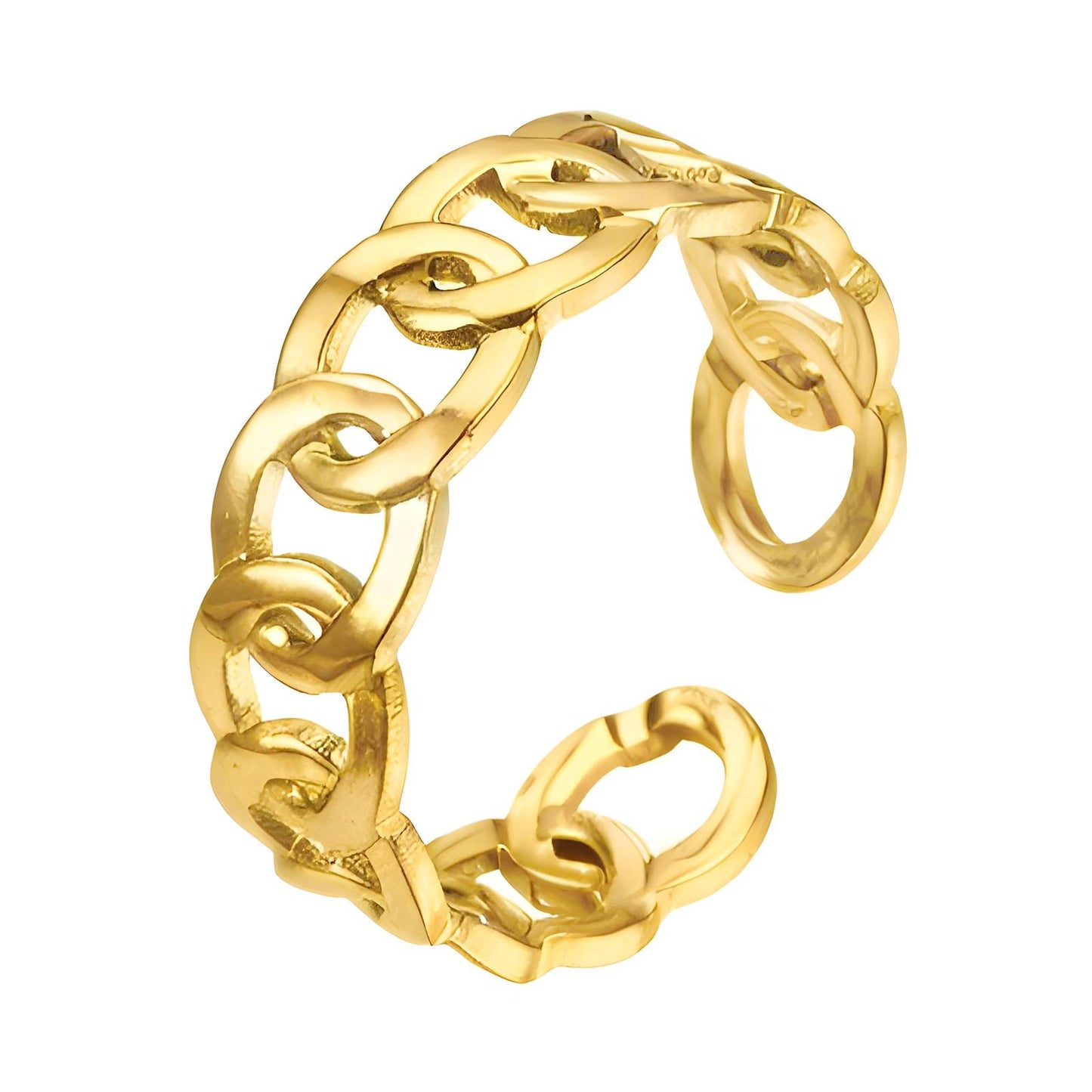 18K Gold-Plated Stainless Steel Link Chain Ring