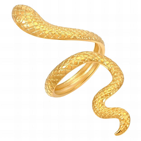 18K Gold-Plated Stainless Steel Snake Design Finger Ring