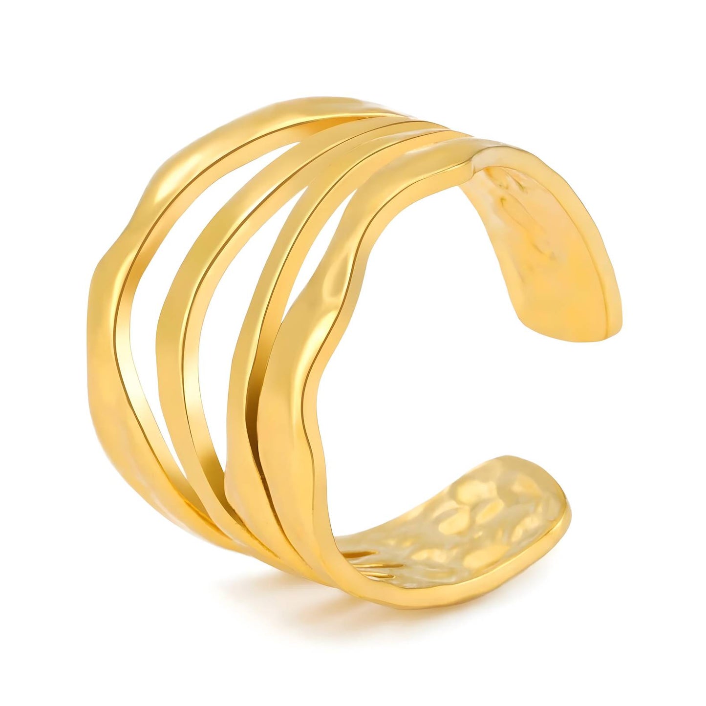 18K Gold-Plated Stainless Steel Tidal Swirl Ring