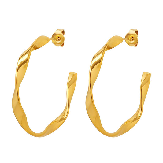 18K Gold-Plated Stainless Steel C-Hoop Earrings