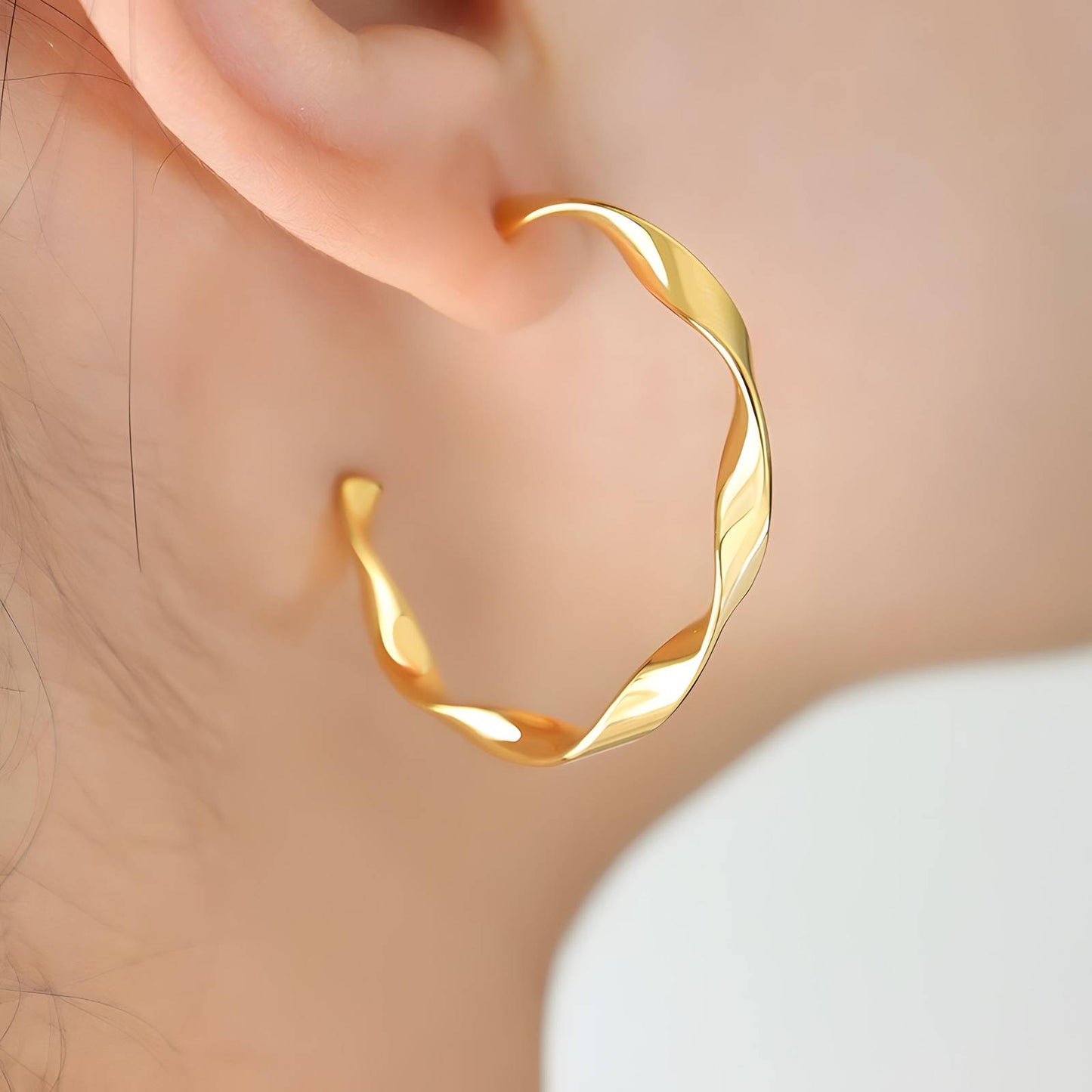 18K Gold-Plated Stainless Steel C-Hoop Earrings