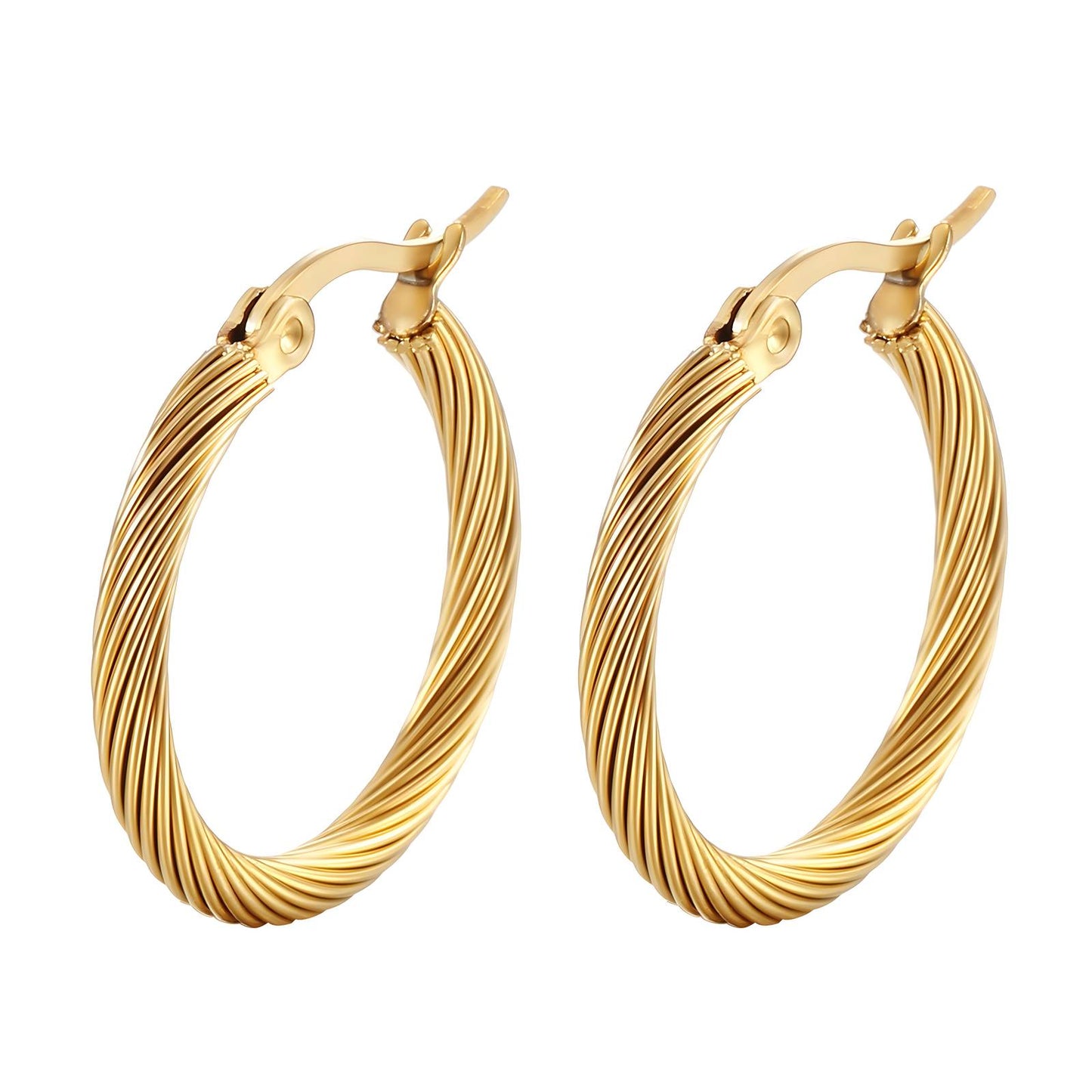 18K Gold-Plated Stainless Steel Yellow Gold Hoop Earrings