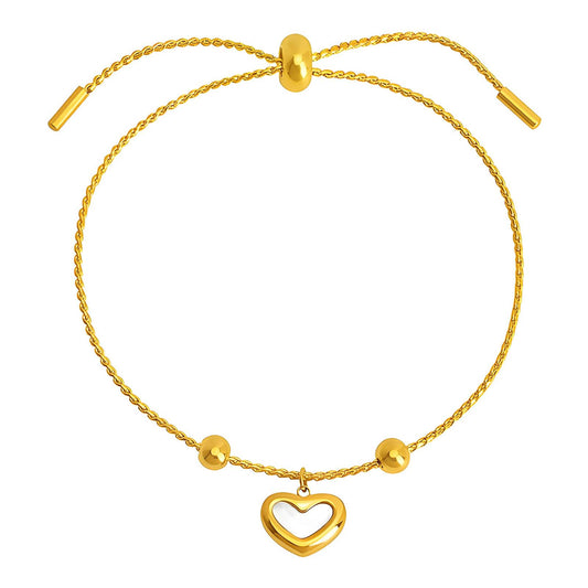 18K Gold-Plated Stainless Steel Heart Charm Bracelet