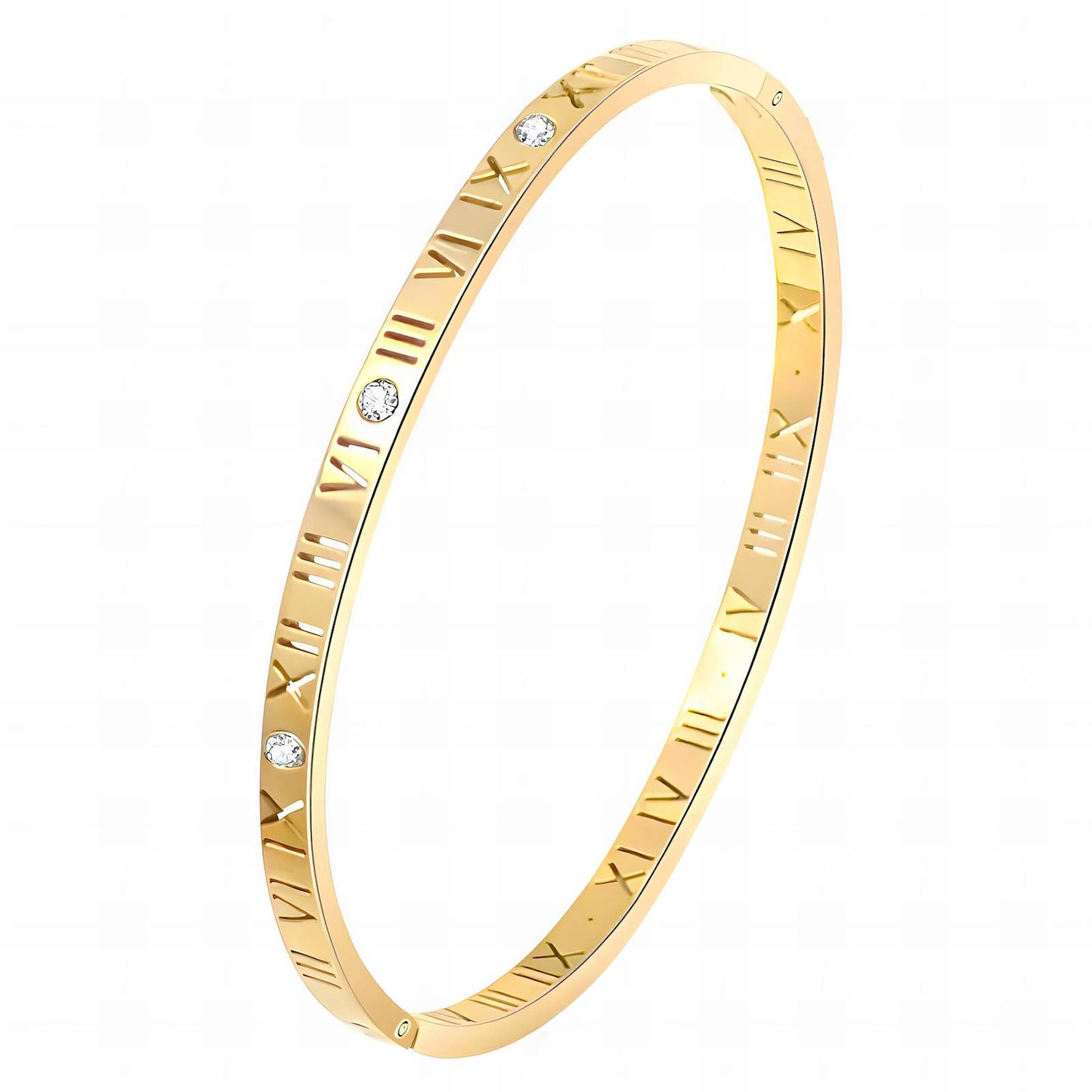 18K Gold-Plated Stainless Steel Roman Numerals Bracelet