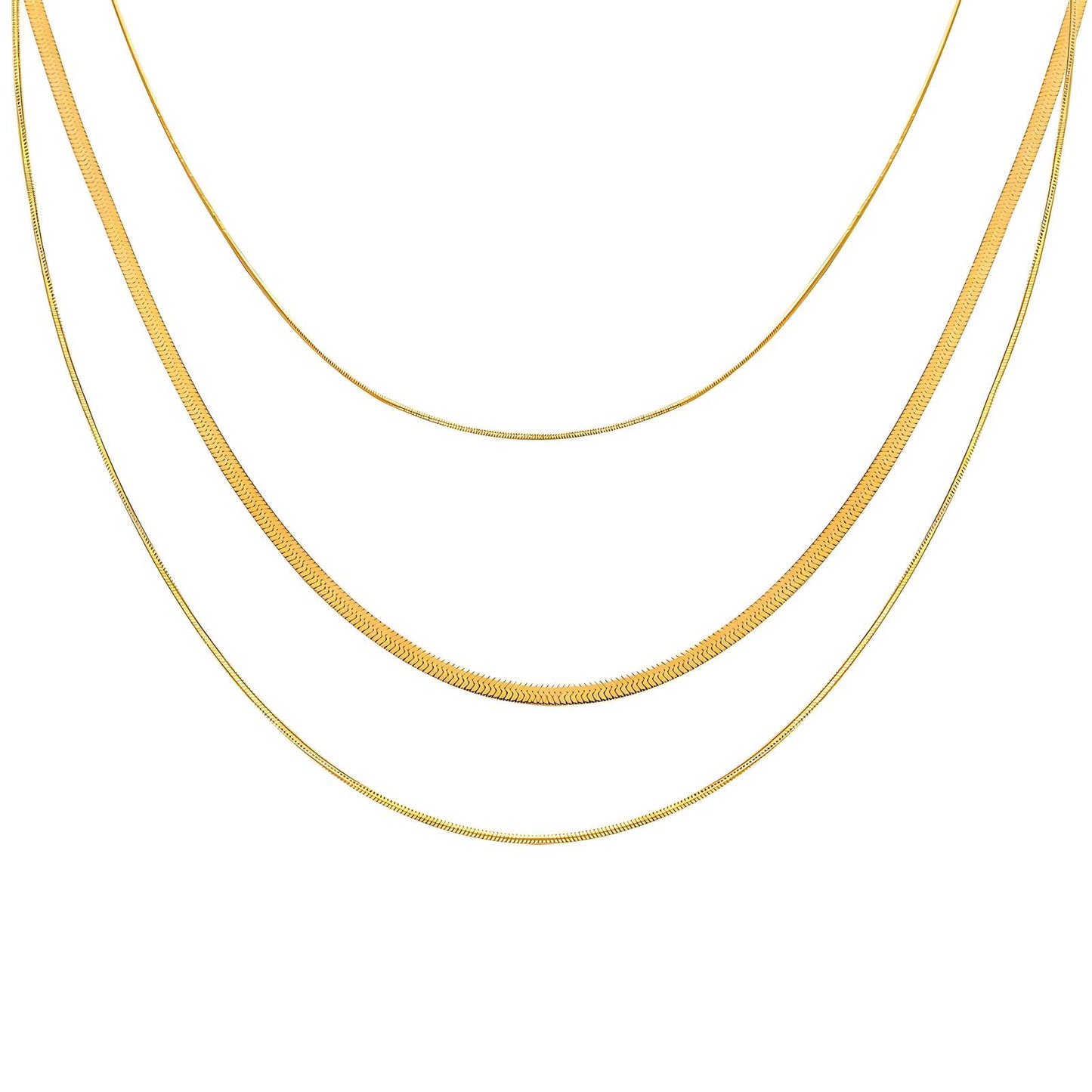 18K Gold-Plated Stainless Steel Triple Line Necklace