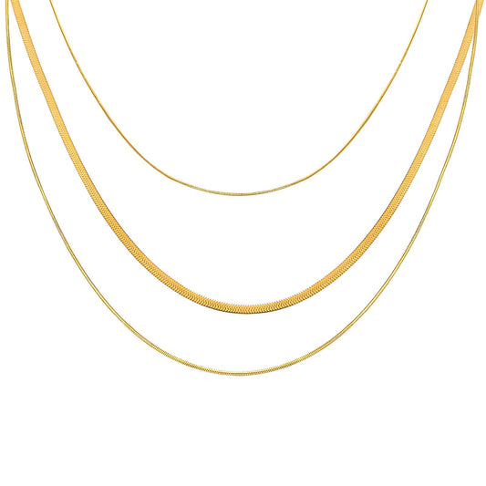 18K Gold-Plated Stainless Steel Triple Line Necklace