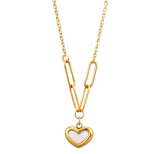 18K Gold-Plated Stainless Steel Heart Pendant Necklace