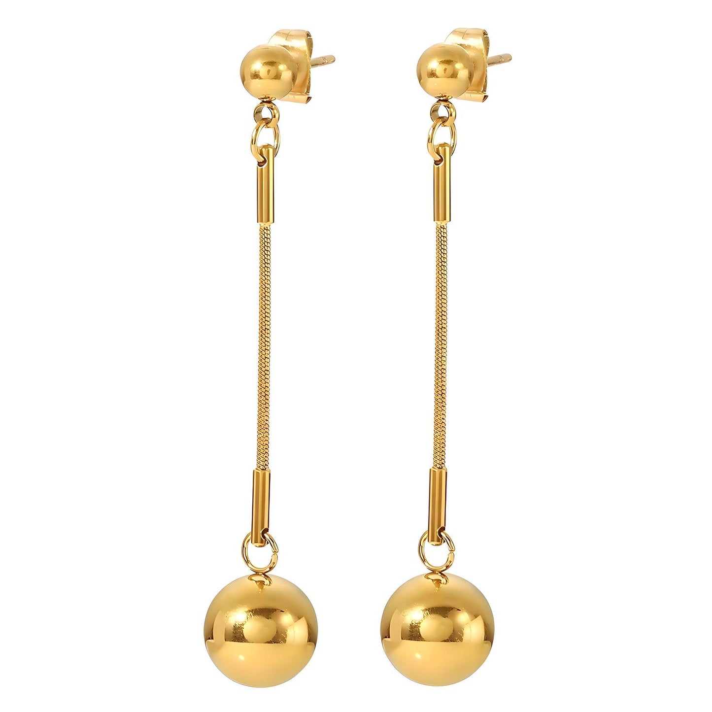 18K Gold-Plated Stainless Steel Golden Ball Earrings