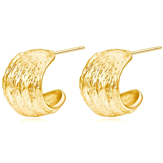 18K Gold-Plated Stainless Steel Half-Circle Teardrop Earrings