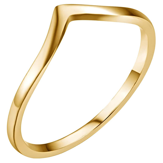 18K Gold-Plated Stainless Steel Polished Sparkling Wishbone Ring