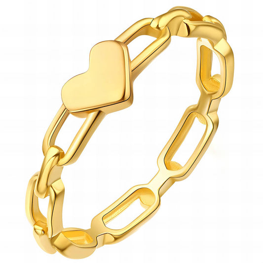 18K Gold-Plated Stainless Steel Heart Shaped Finger Ring