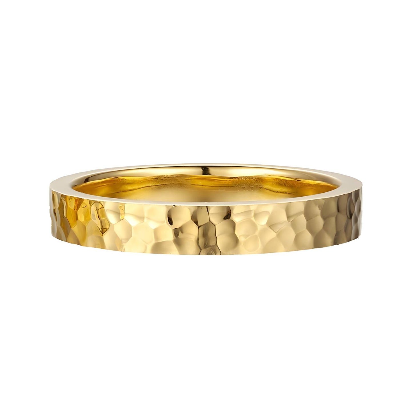 18K Gold-Plated Stainless Steel Ancient Handmade Hammered Ring