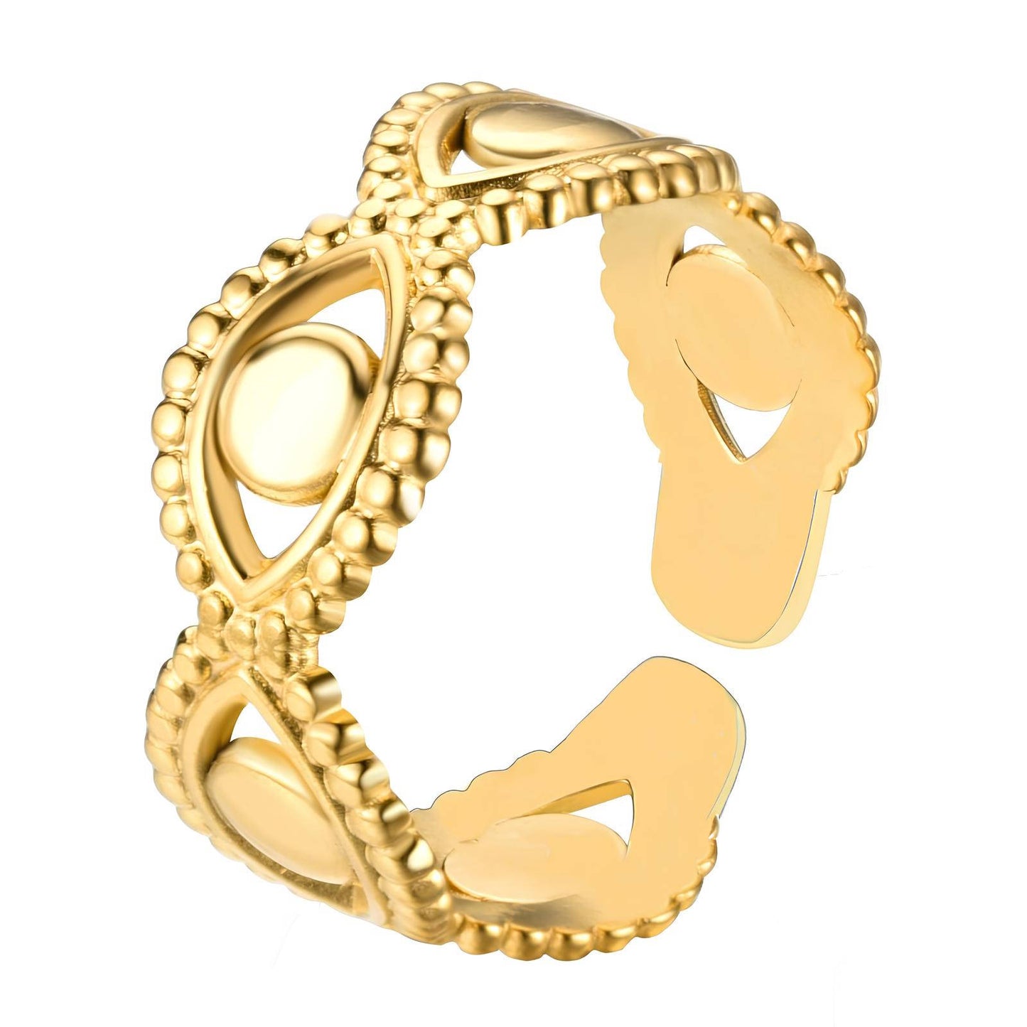 18K Gold-Plated Stainless Steel Evil Eyes Finger Ring