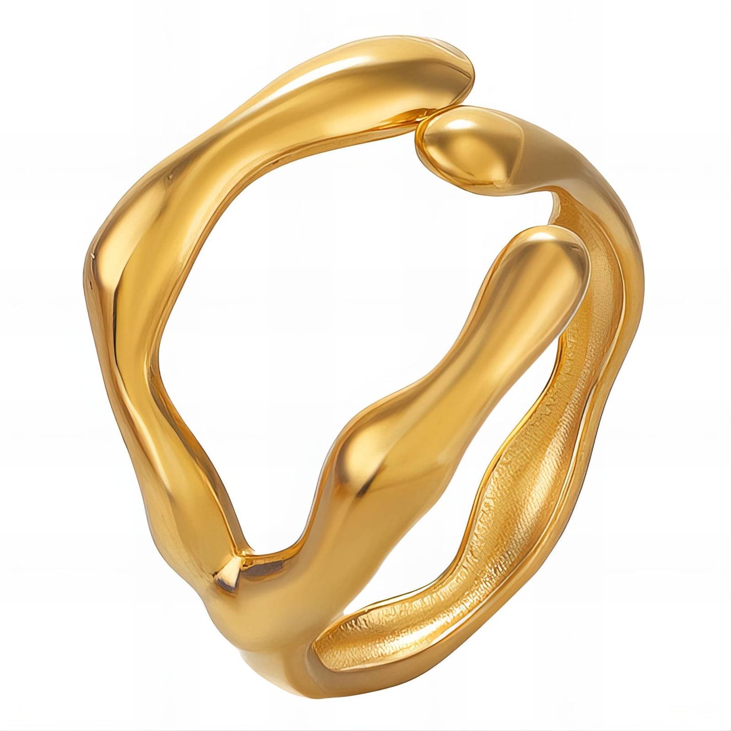 18K Gold-Plated Stainless Steel Wavy Ring