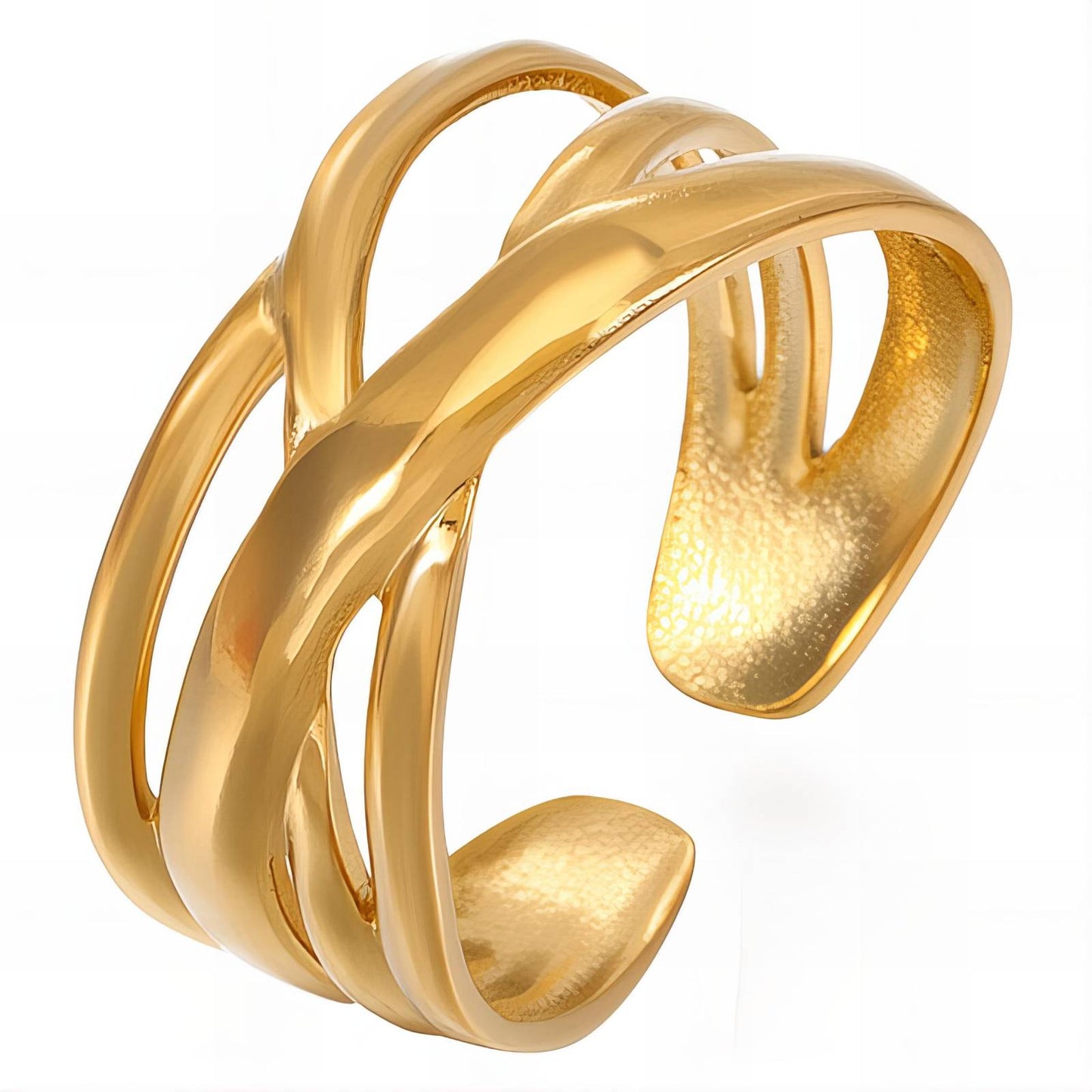 18K Gold-Plated Stainless Steel Twisted Finger Ring