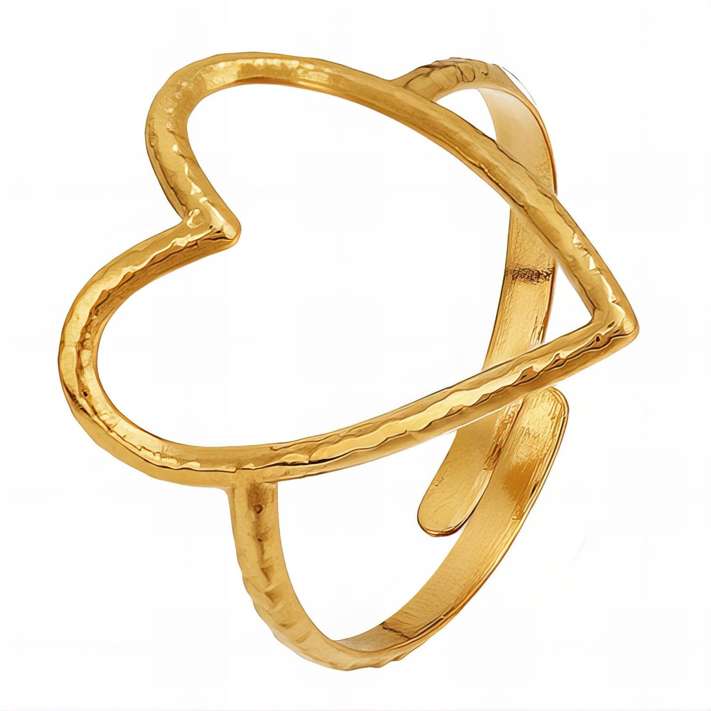 18K Gold-Plated Stainless Steel Heart Shaped Finger Ring