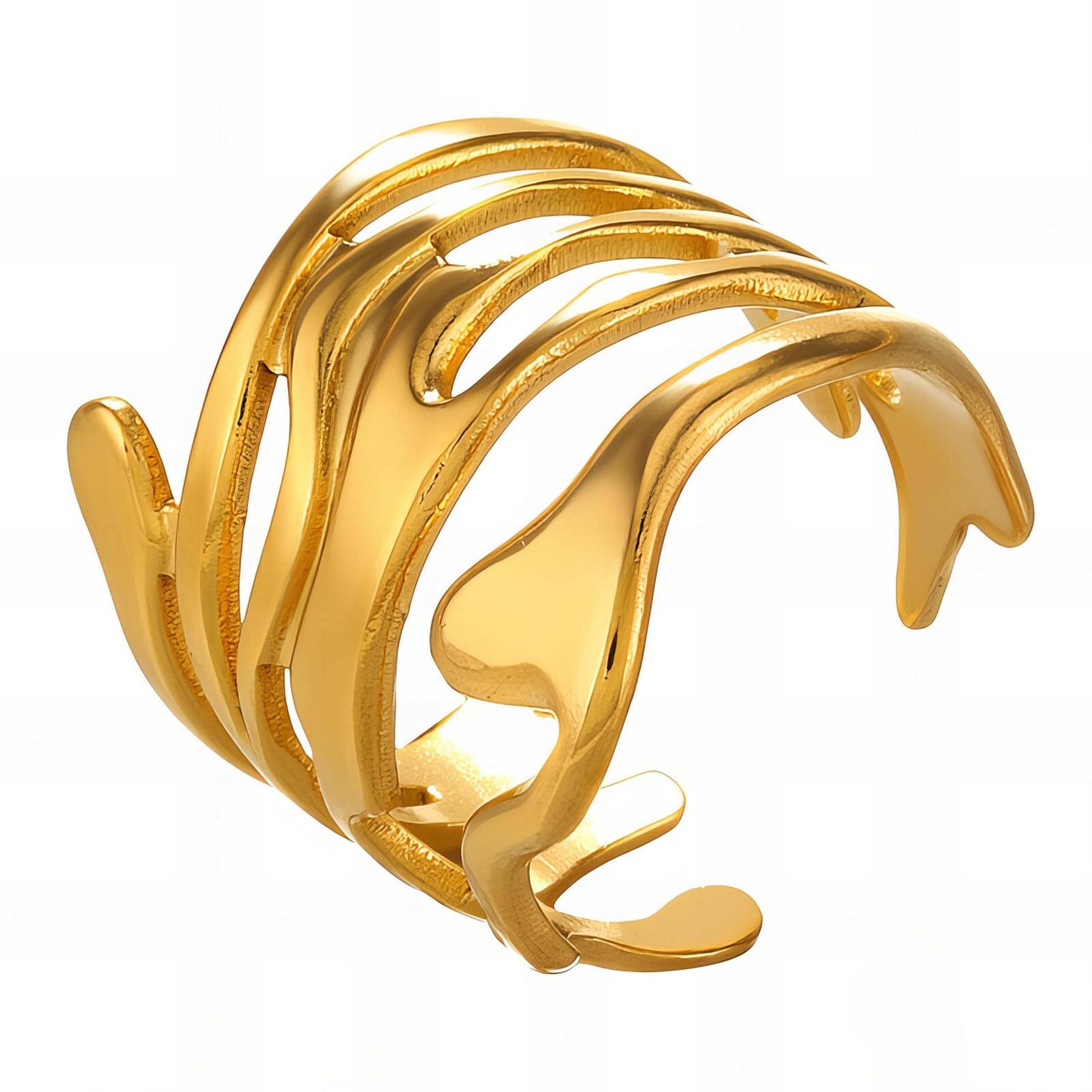 18K Gold-Plated Stainless Steel Liquid Flame Ring