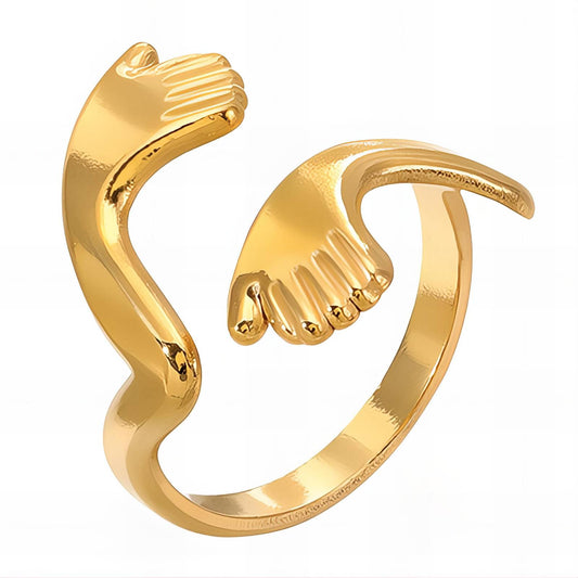 18K Gold-Plated Stainless Steel Embrace of Love Stackable Ring