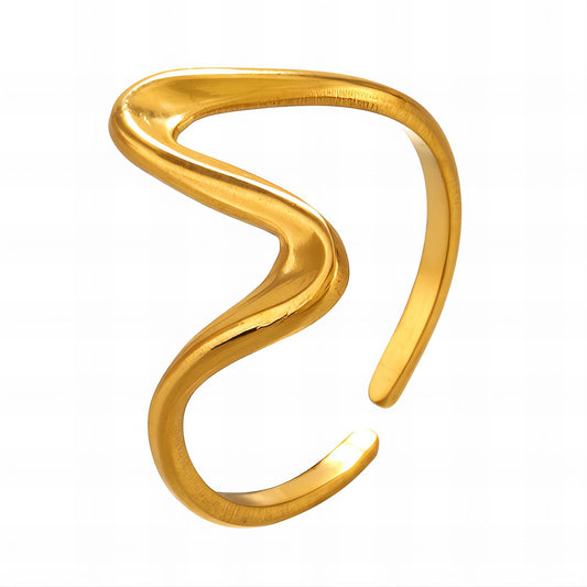 18K Gold-Plated Stainless Steel Celestial Wave Ring