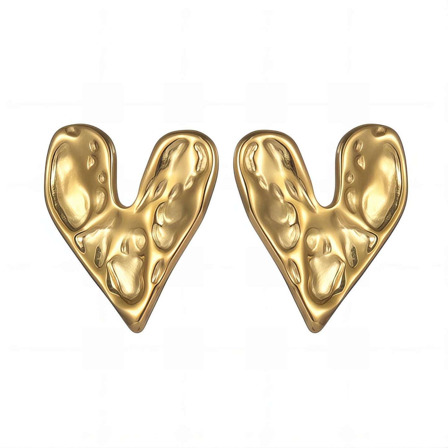 18K Gold-Plated Stainless Steel Heart Stud Earrings