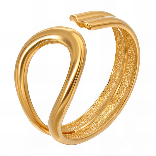 18K Gold-Plated Stainless Steel Elegance Curve Ring