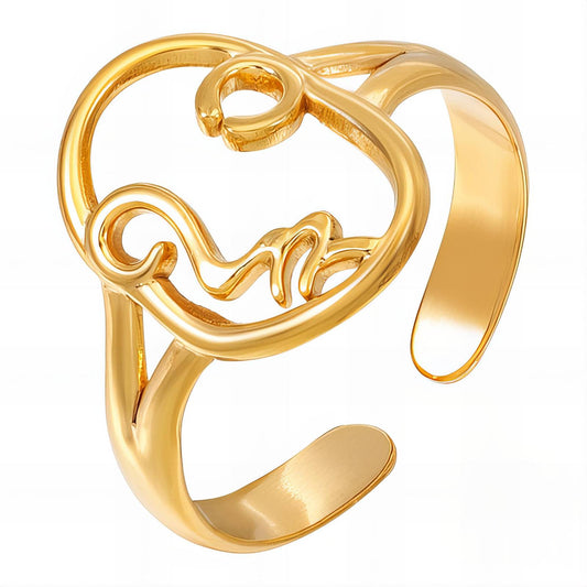 18K Gold-Plated Stainless Steel Face Embrace Ring