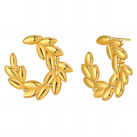 18K Gold-Plated Stainless Steel Leafy Earrings