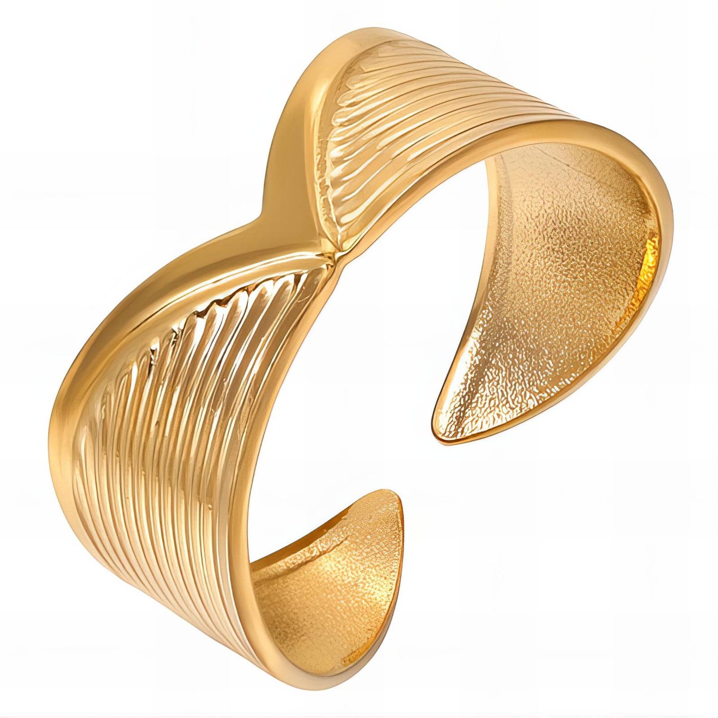 18K Gold-Plated Stainless Steel Initial V Finger Ring