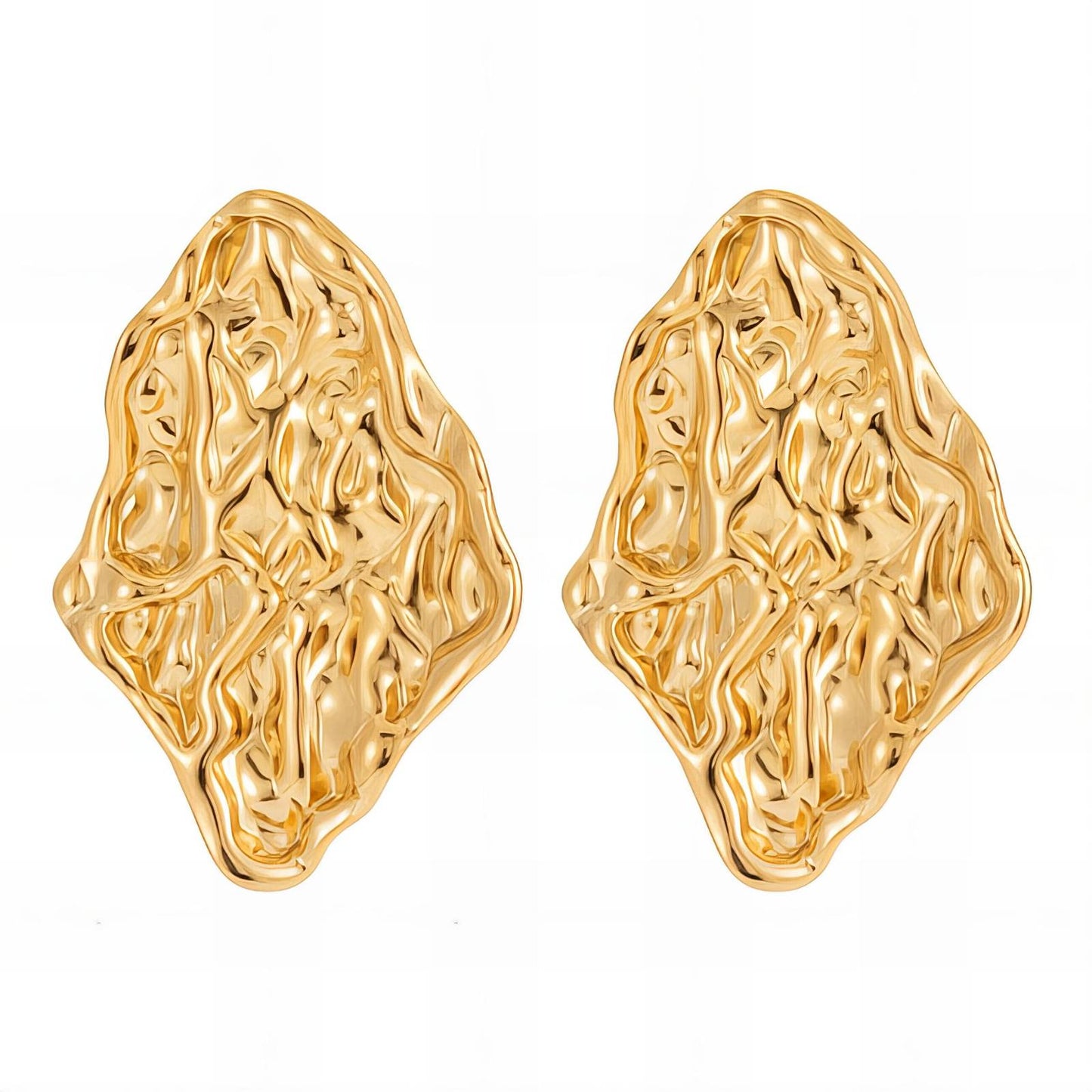 18K Gold-Plated Stainless Steel Abstract Textured Earrings