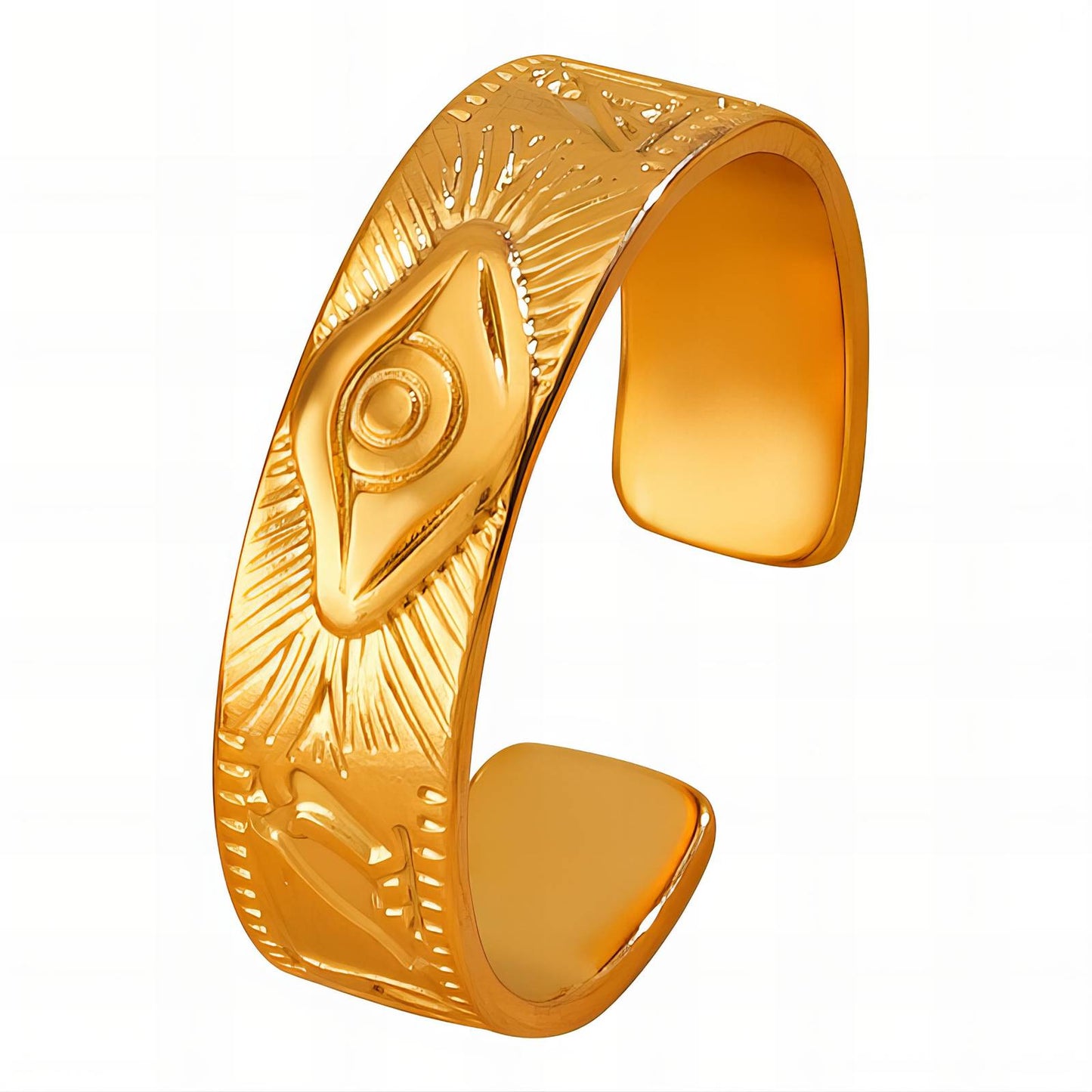 18K Gold-Plated Stainless Steel Open Evil Eye Finger Ring