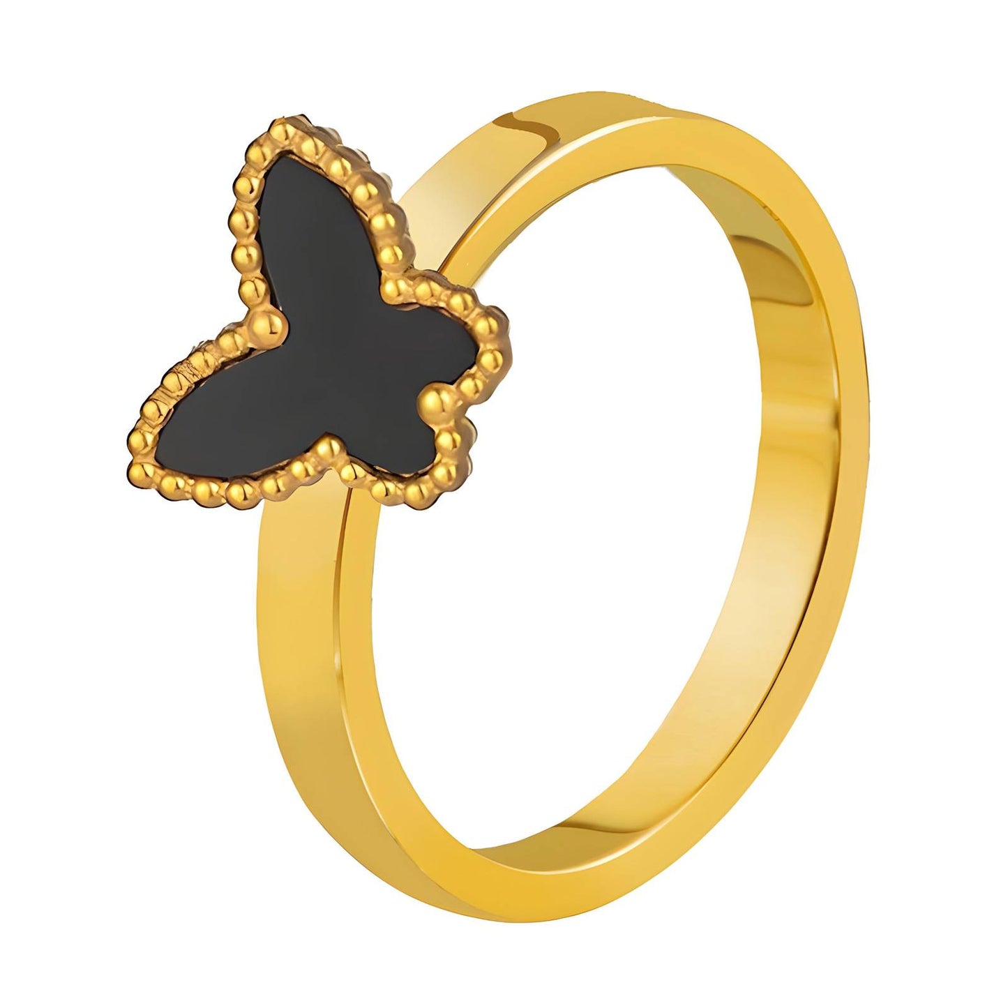 18K Gold-Plated Stainless Steel Butterfly Finger Ring