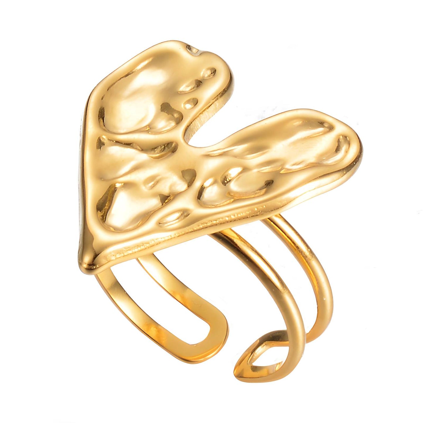 18K Gold-Plated Stainless Steel Heart Shaped Finger Ring