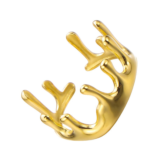 18K Gold-Plated Stainless Steel Lava Crown Ring