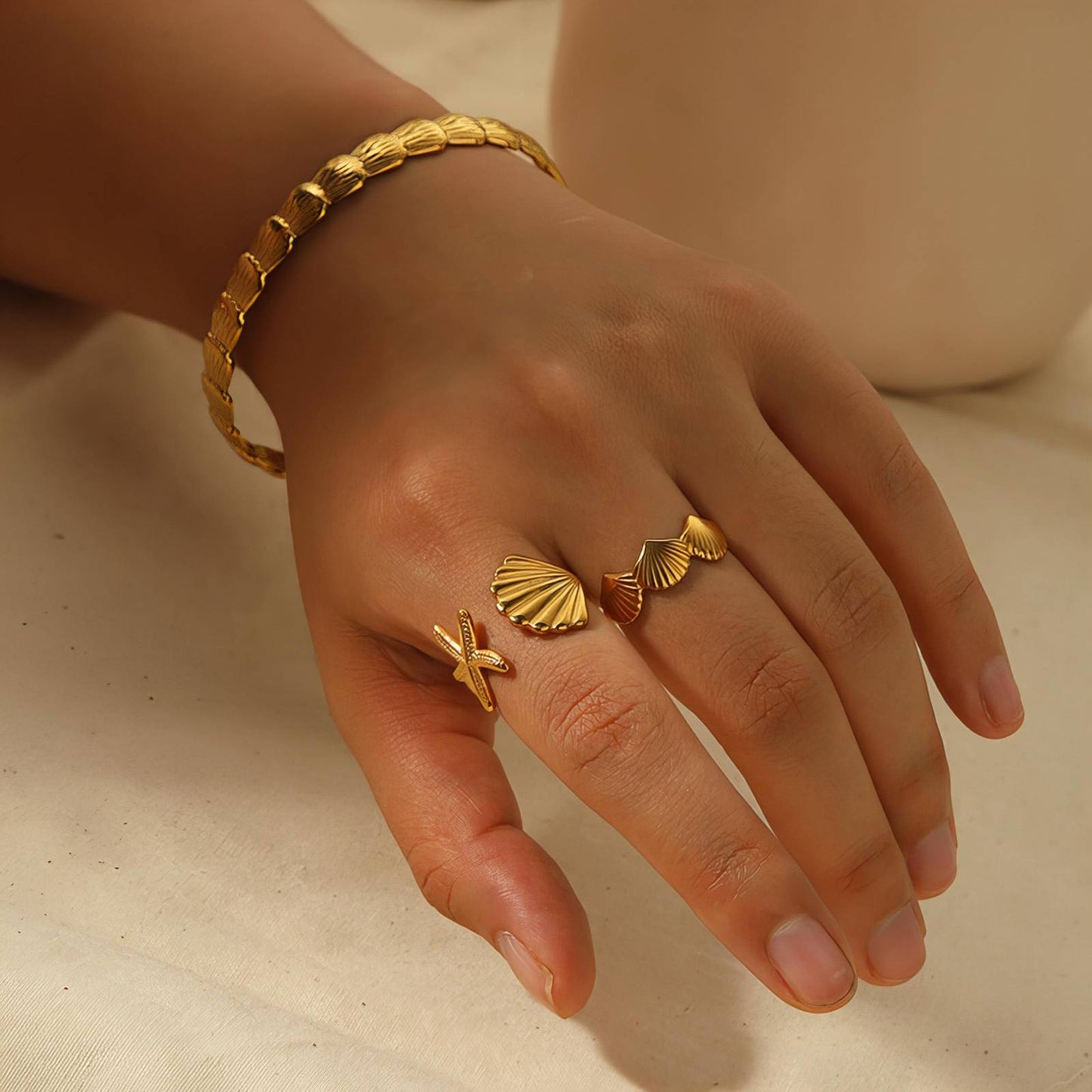 18K Gold-Plated Sea Finger Ring