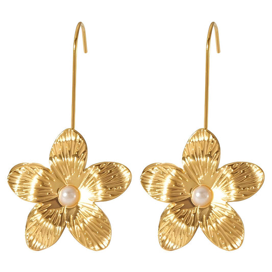 18K Gold-Plated Stainless Steel Flower Earrings