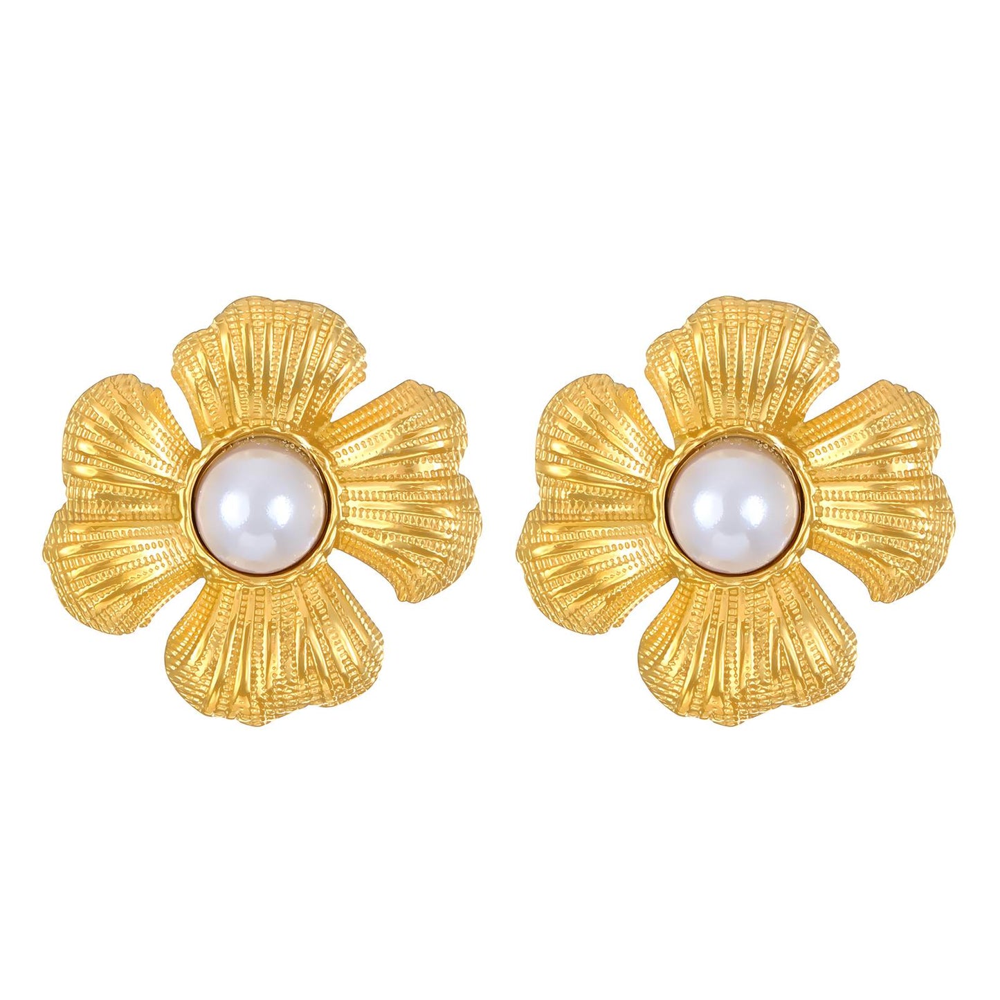 18K Gold-Plated Stainless Steel Flower Earrings