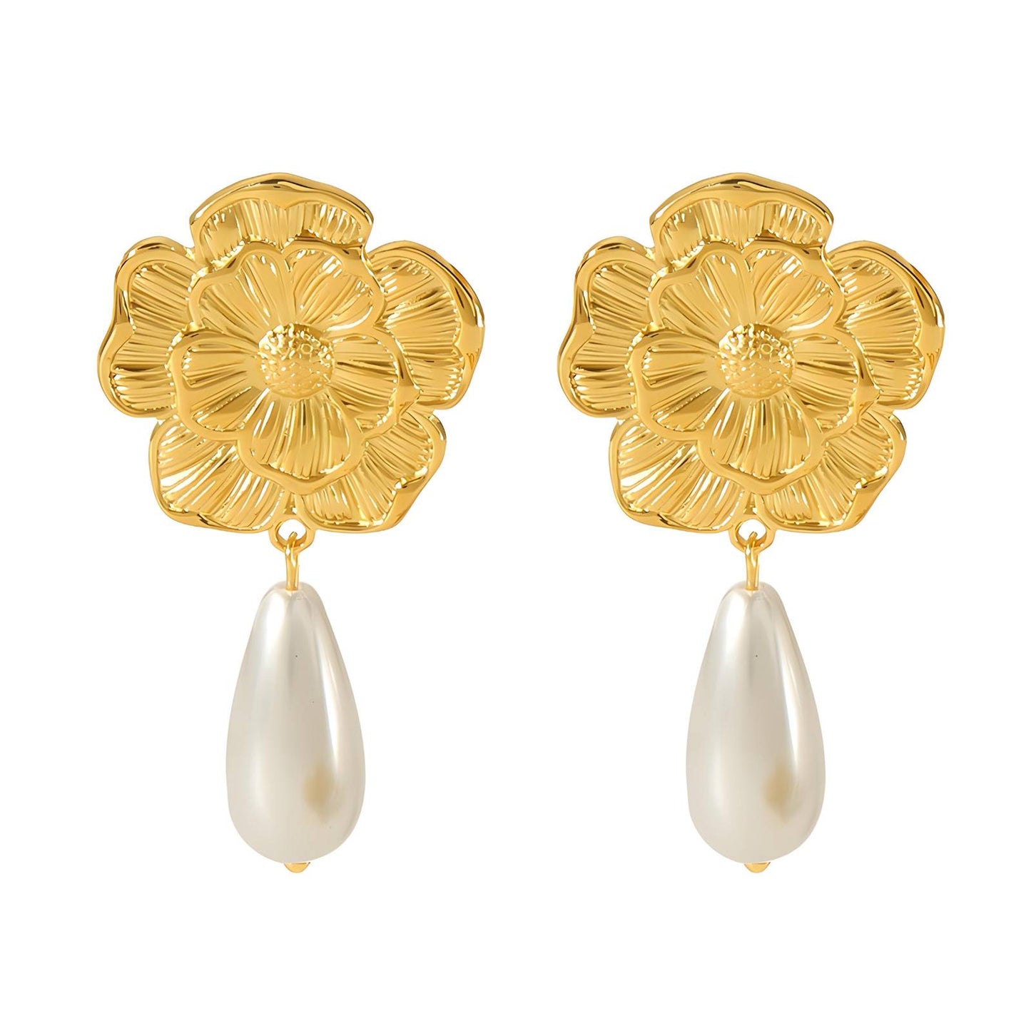 18K Gold-Plated Stainless Steel Flower Earrings