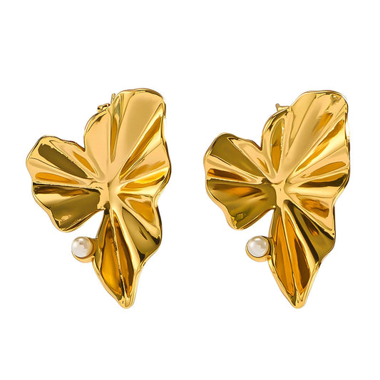 18K Gold-Plated Stainless Steel Heart Stud Earrings