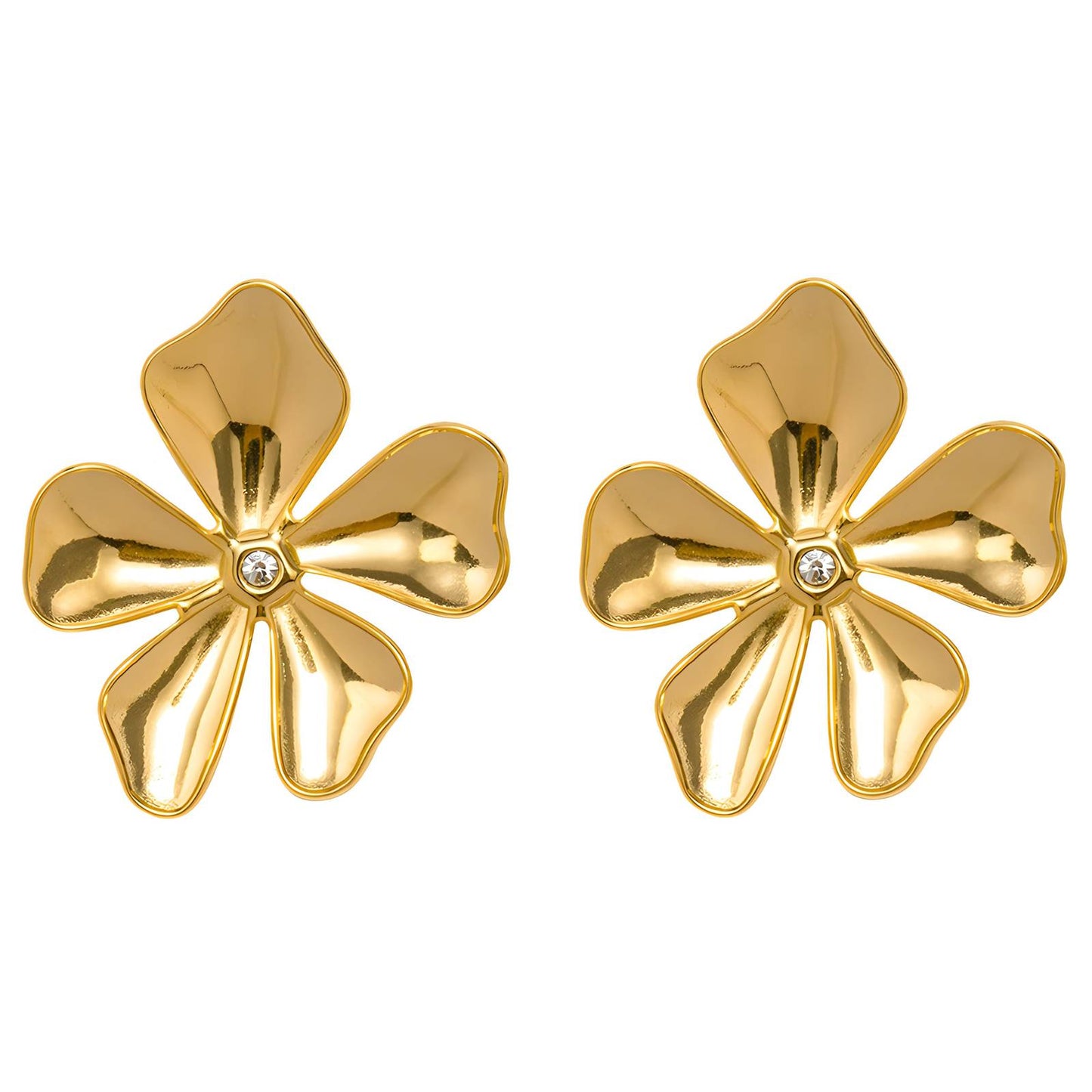 18K Gold-Plated Stainless Steel Flower Earrings