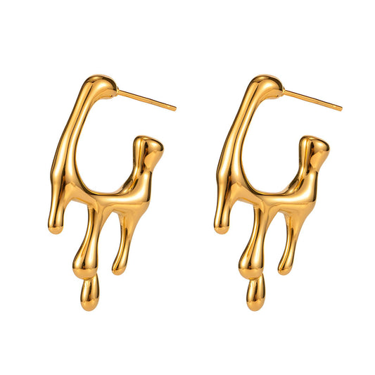 18K Gold-Plated Stainless Steel Melting Drop Earrings