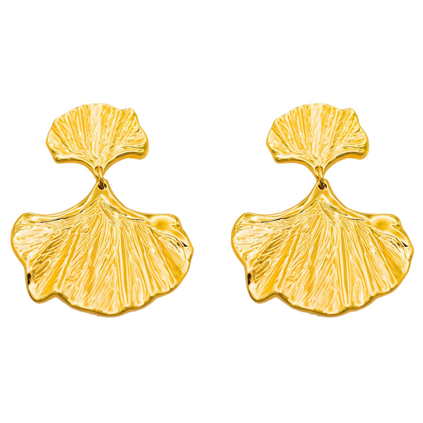 18K Gold-Plated Stainless Steel Ginkgo Leaf Earrings