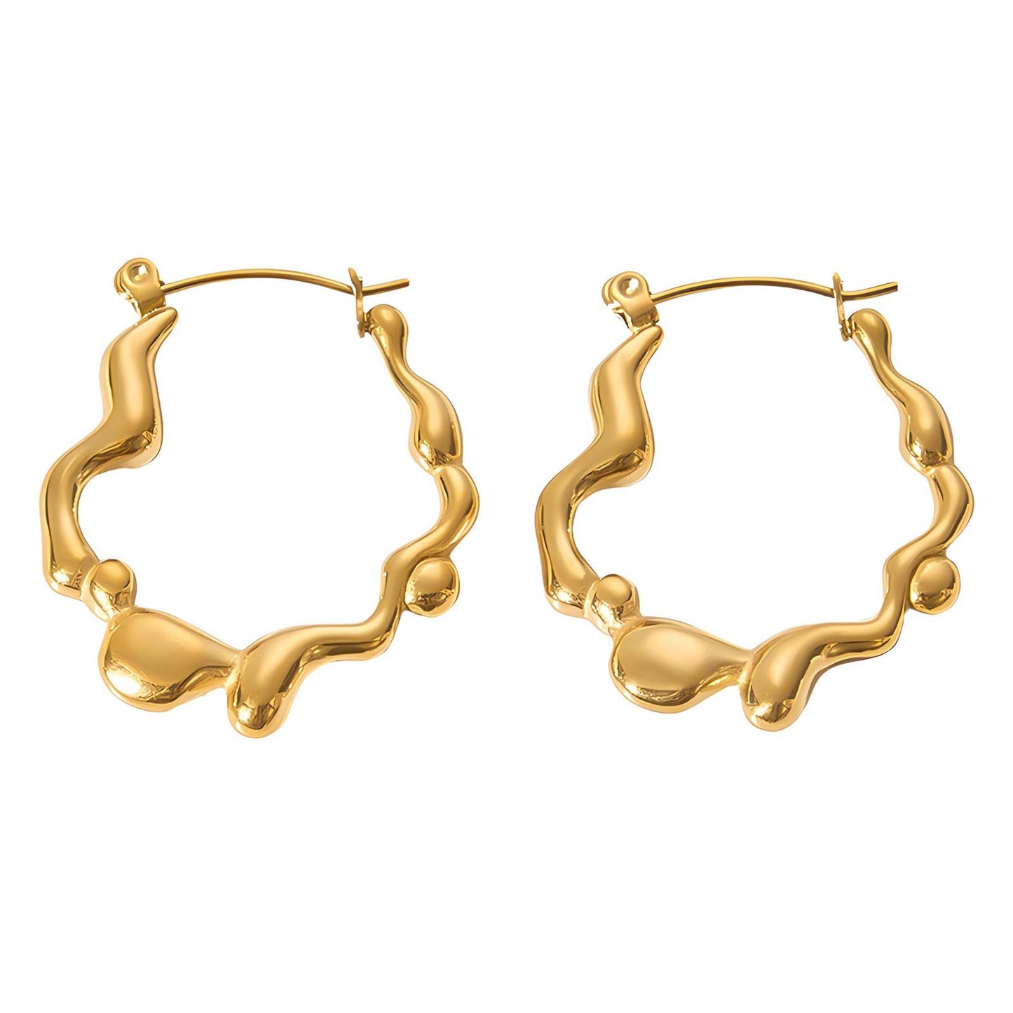 18K Gold-Plated Stainless Steel Geometric Wavy Earrings