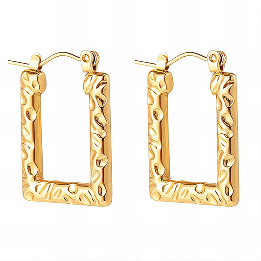 18K Gold-Plated Stainless Steel Blazing Rectangle Drop Earrings