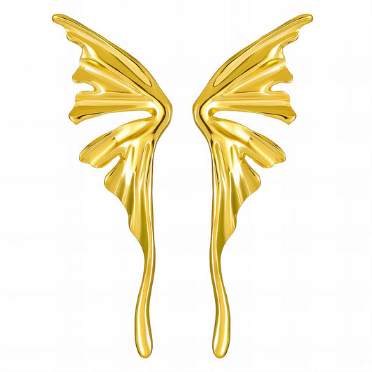 18K Gold-Plated Stainless Steel Butterfly Wing Stud Earrings