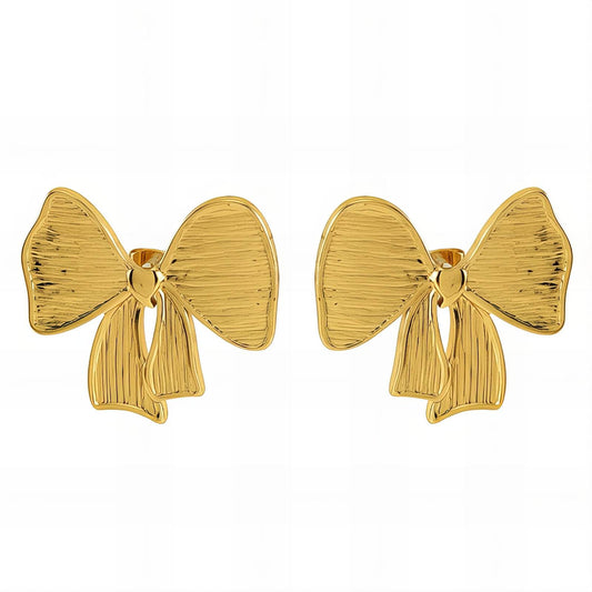 18K Gold-Plated Stainless Steel Bow Stud Earrings